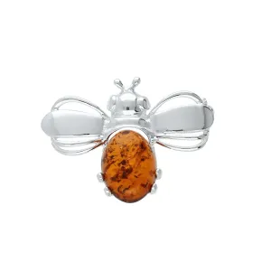 MILENA Brooch Silver and Baltic Amber Bumble Bee