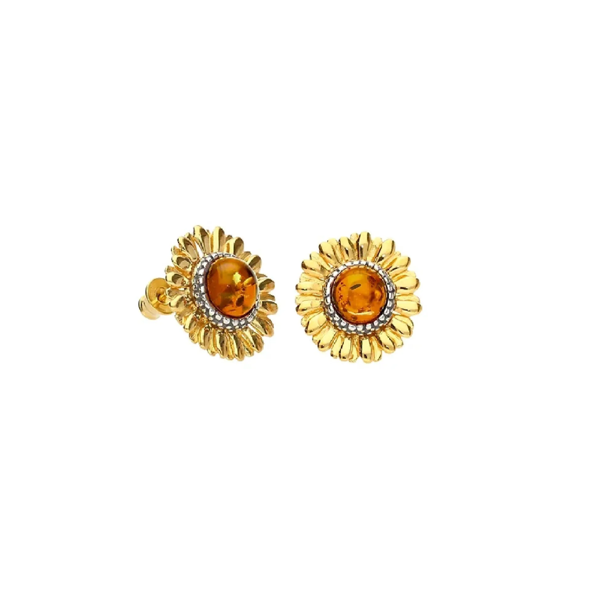 MILENA Gold Plated Sunflower Amber Earrings