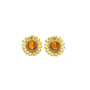 MILENA Gold Plated Sunflower Amber Earrings
