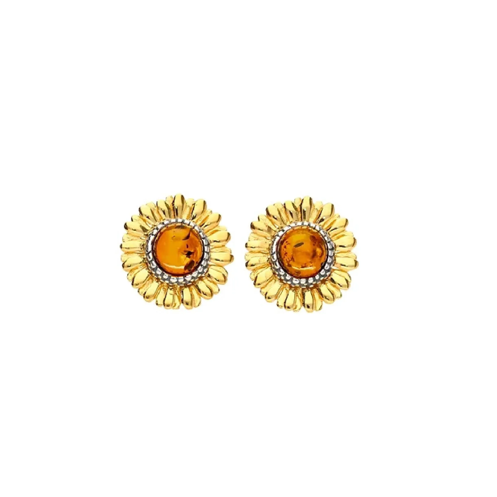 MILENA Gold Plated Sunflower Amber Earrings