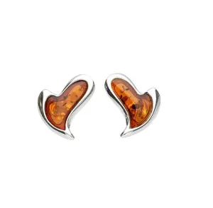MILENA Heart Amber Stud Silver Earrings