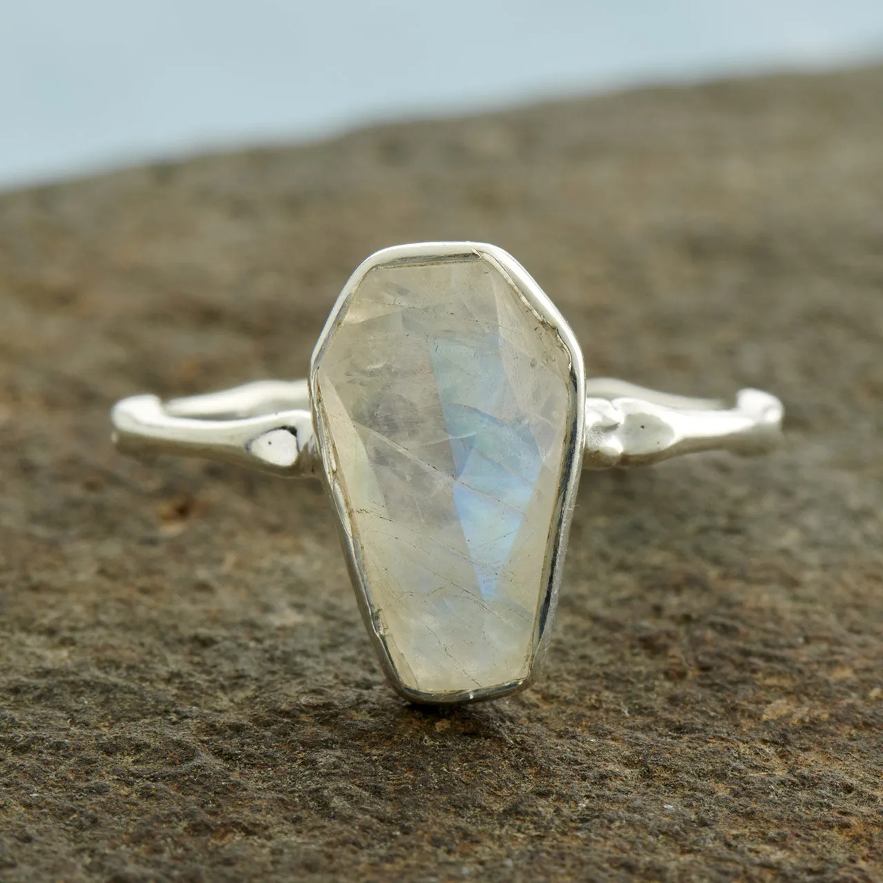 Moonstone Bone - Band Coffin Ring