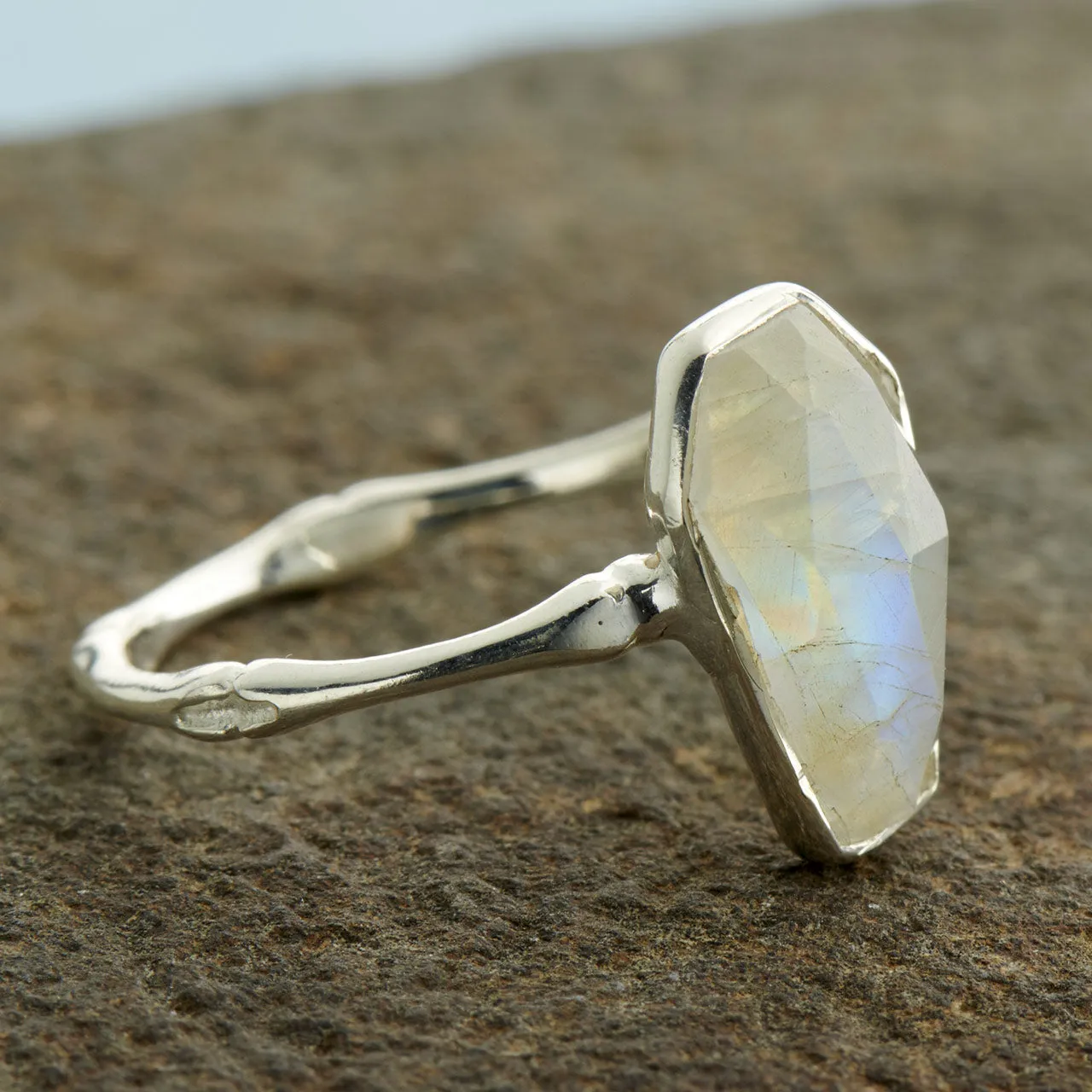 Moonstone Bone - Band Coffin Ring