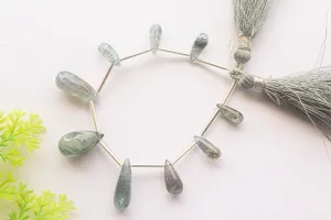 Natural Moss Aquamarine Smooth Drops | 5x12mm to 9x17mm | 9 Pieces | Natural Gemstone Beads for jewelry making | Beadsforyourjewelry