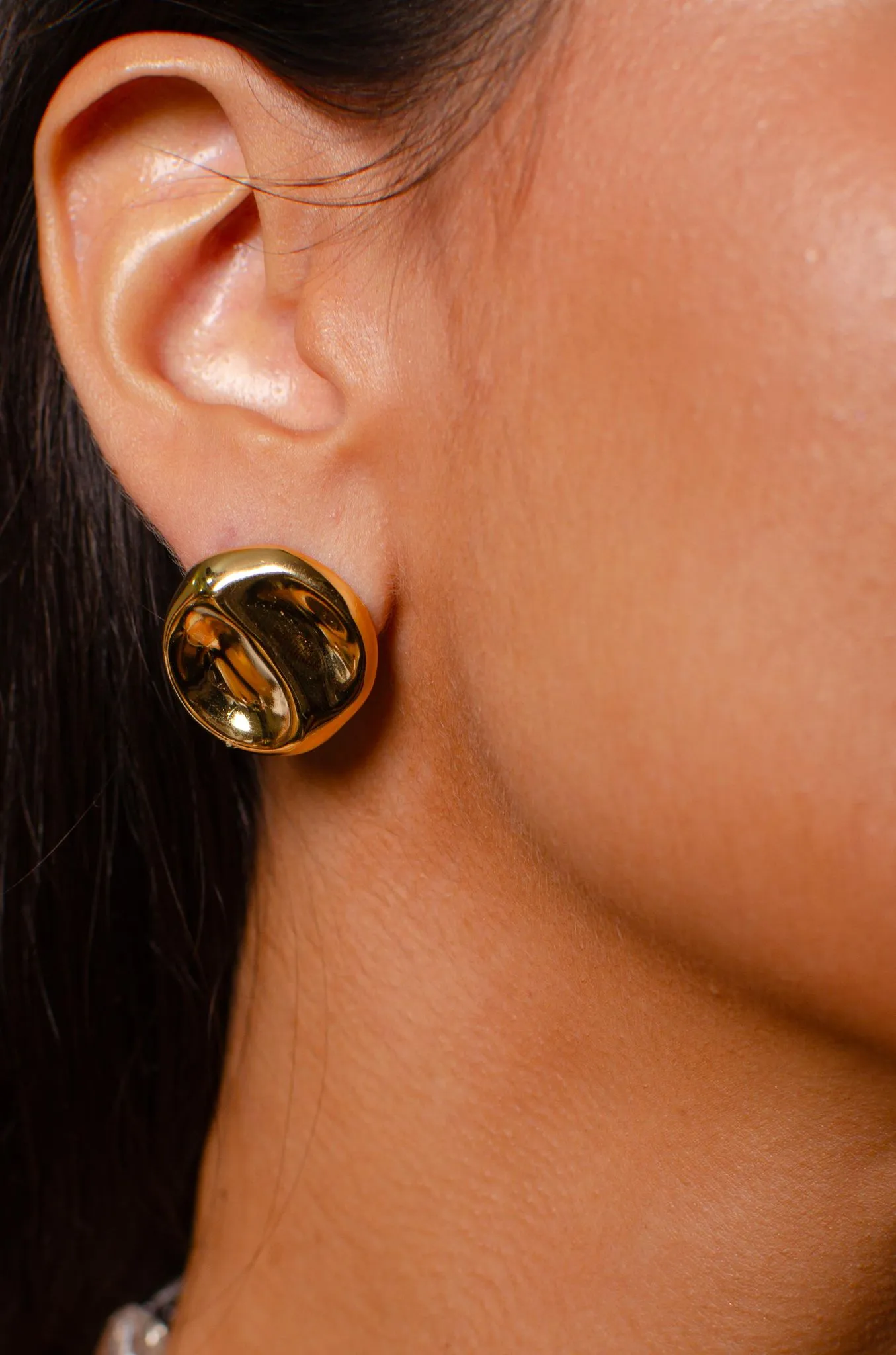 Nuria -  Gold Tambourine Earrings