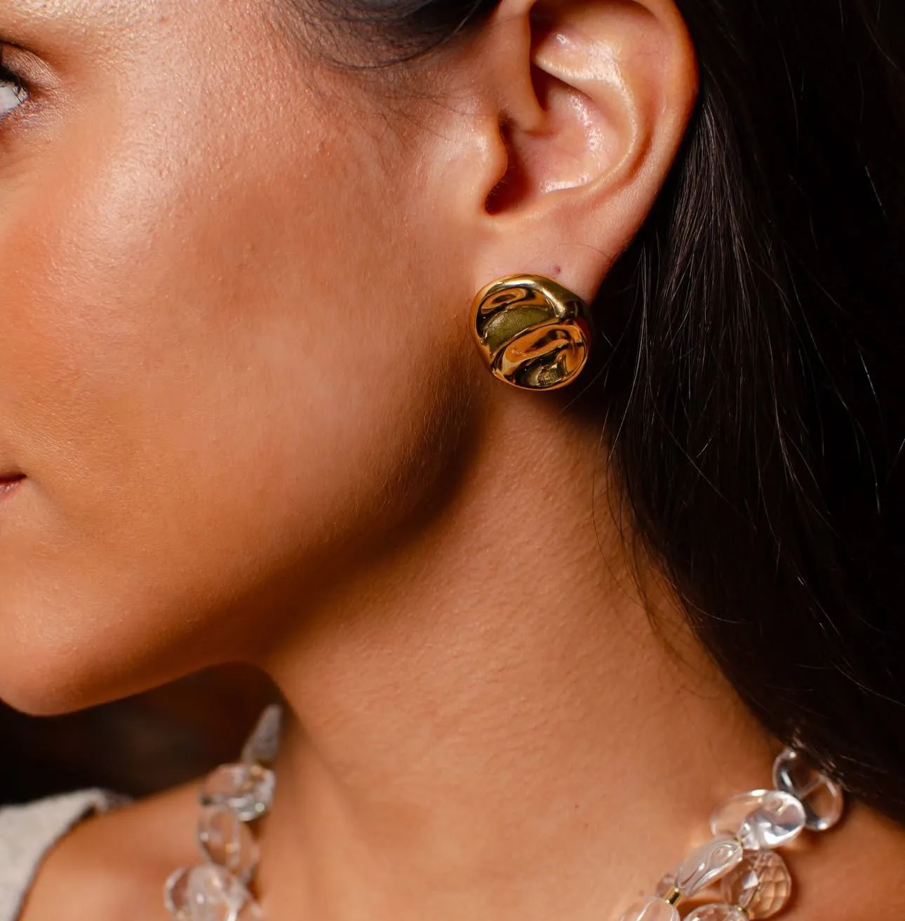 Nuria -  Gold Tambourine Earrings