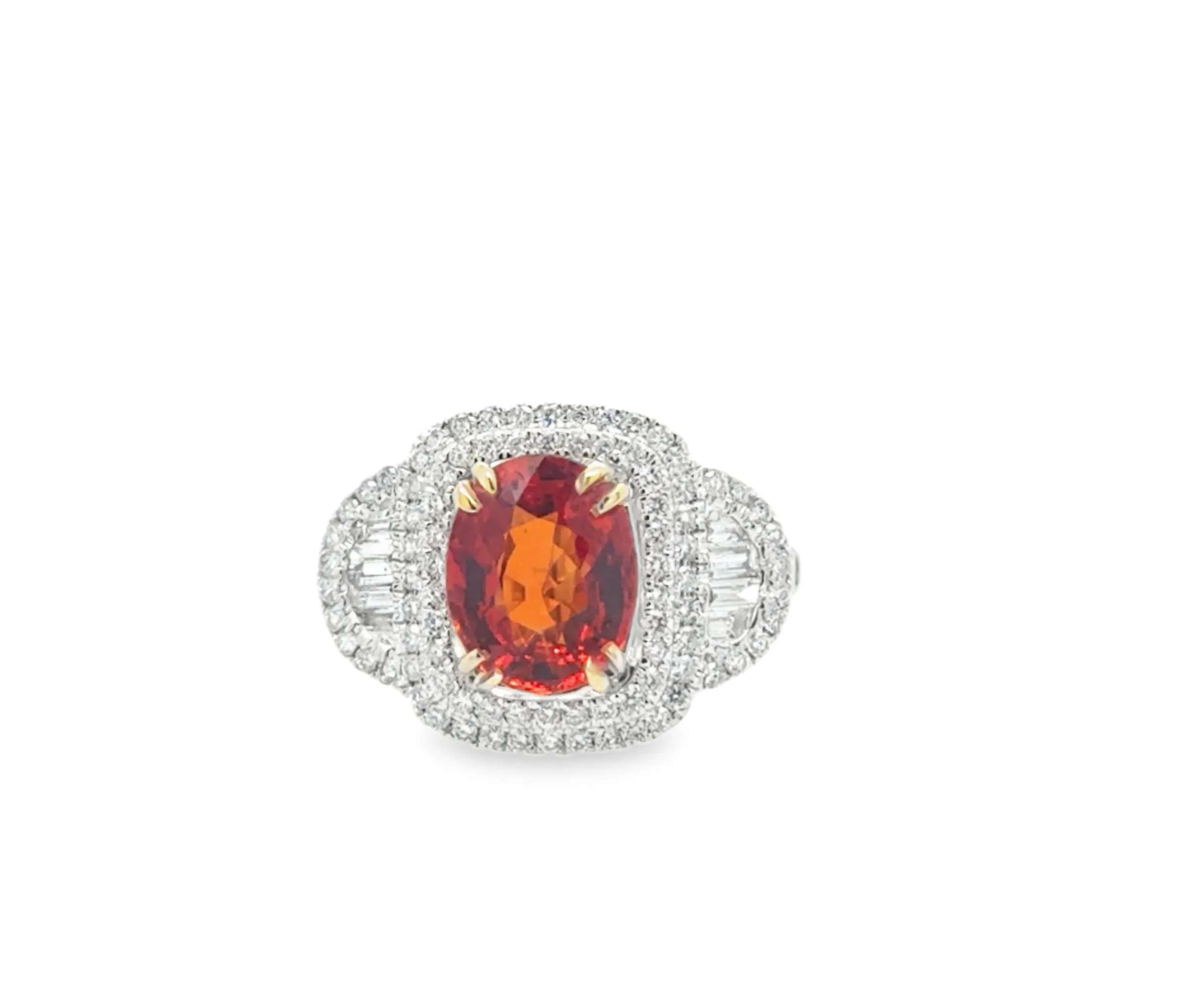 Orange Sapphire and White Diamond Ring