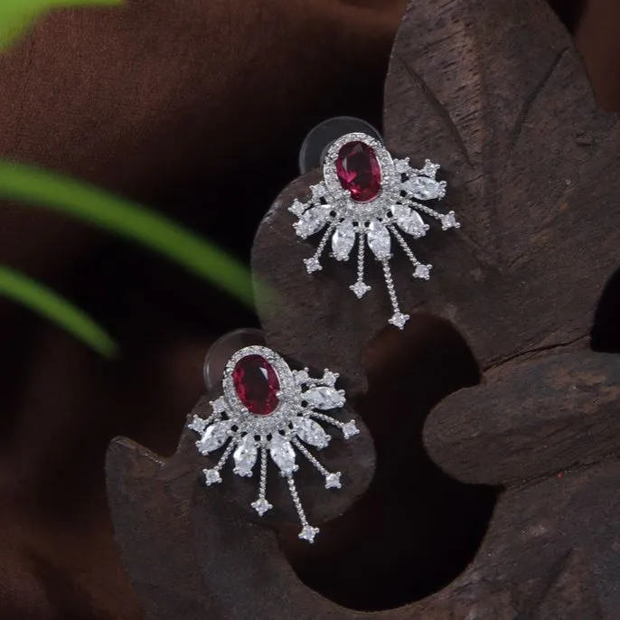 Oval Stud Colourful Cubic Zirconia Korean Earring