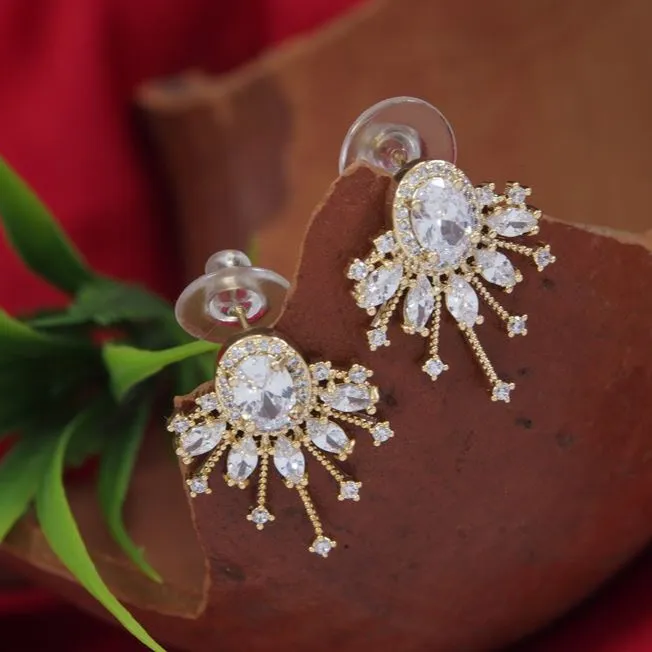 Oval Stud Colourful Cubic Zirconia Korean Earring