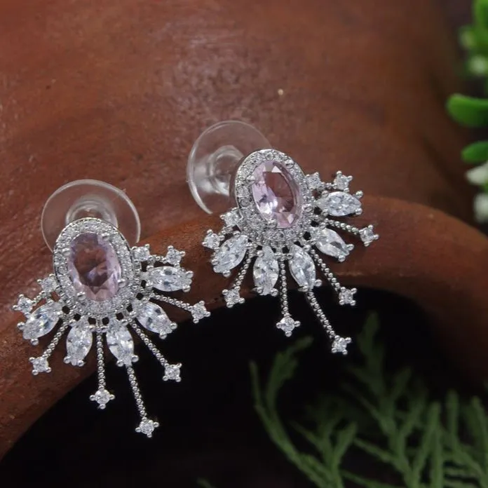 Oval Stud Colourful Cubic Zirconia Korean Earring