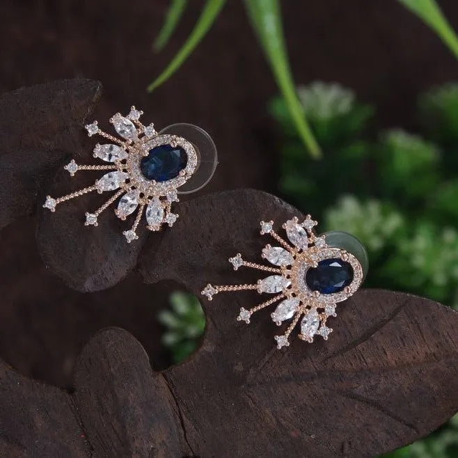 Oval Stud Colourful Cubic Zirconia Korean Earring
