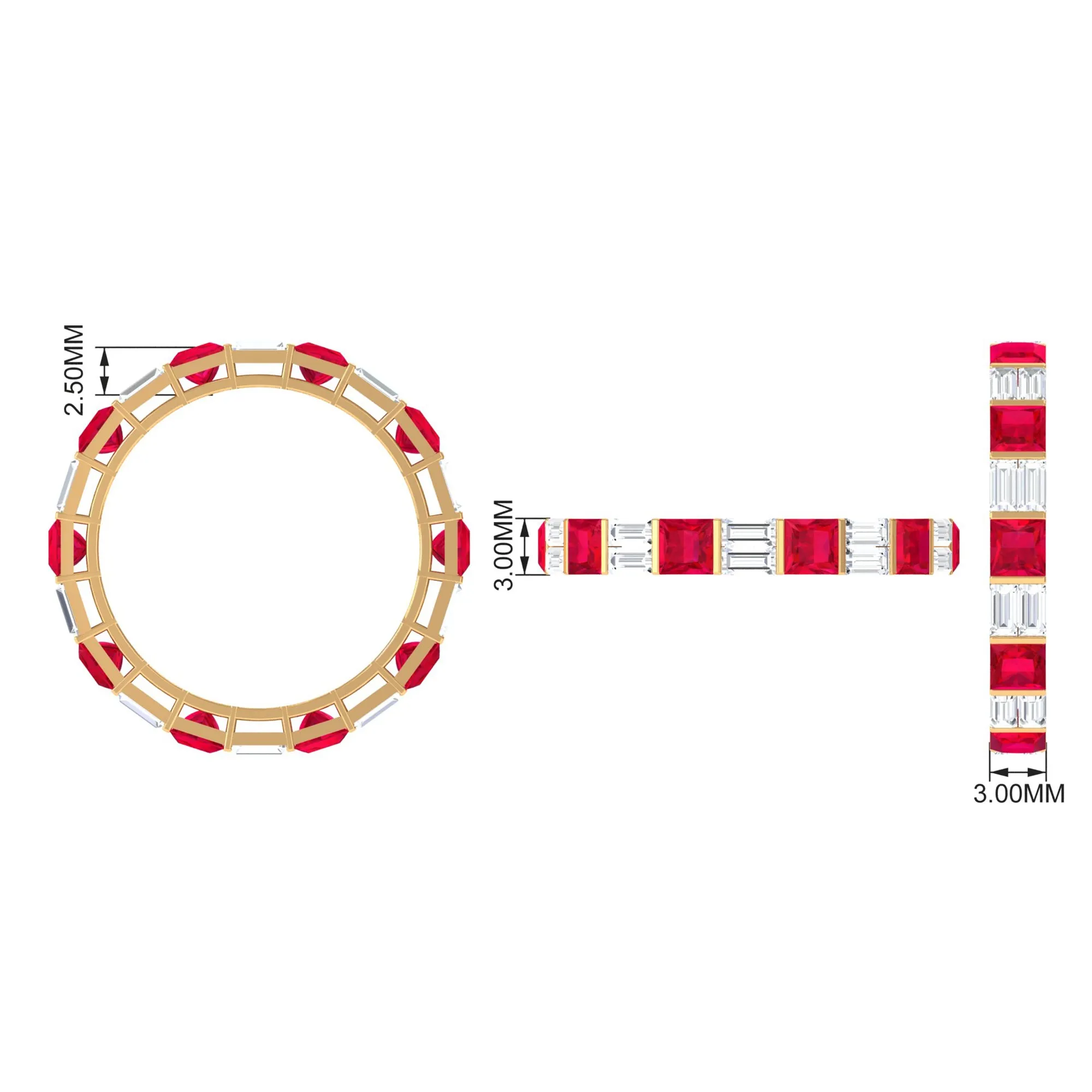 Princess Cut Lab Created Ruby And Moissanite Full Eternity Ring