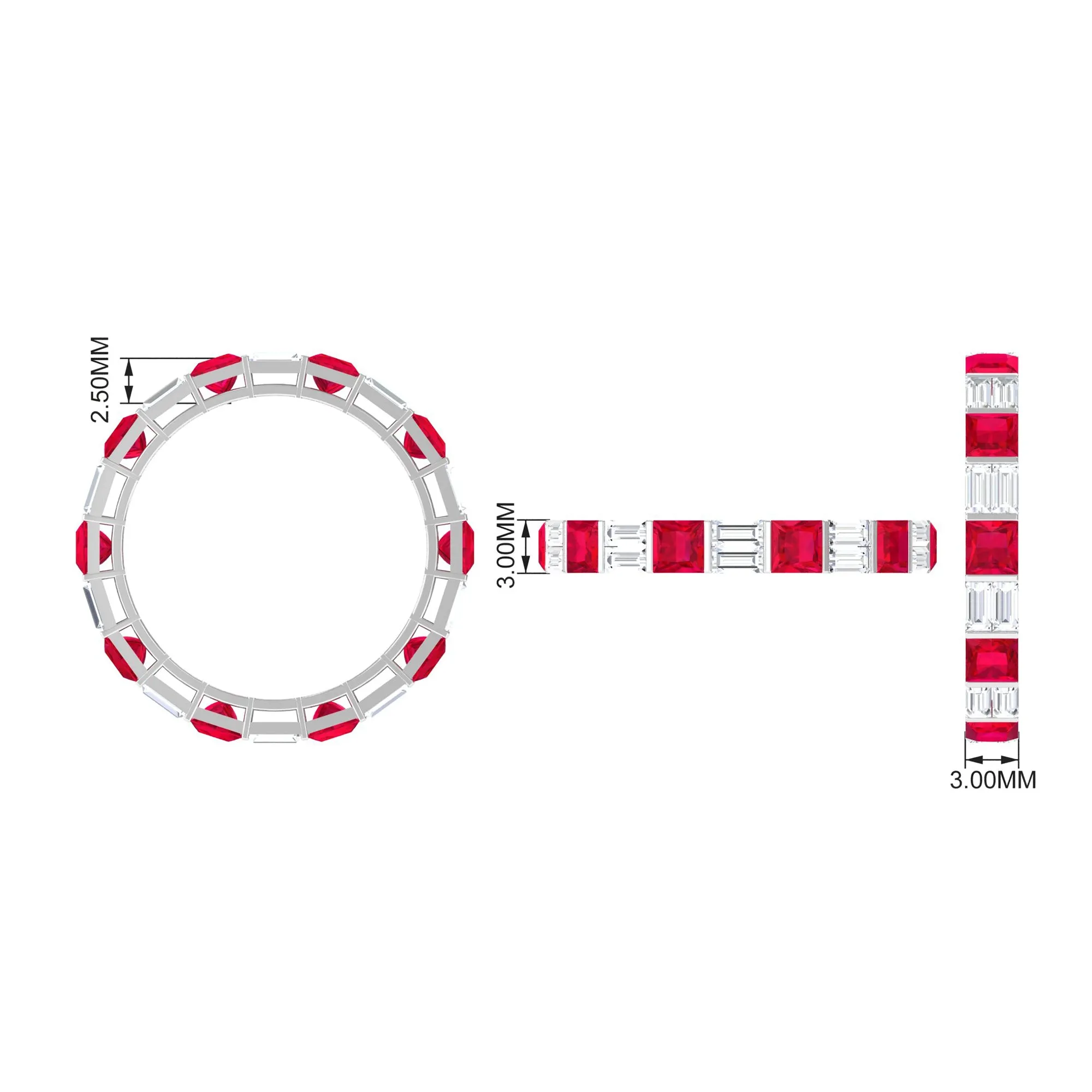 Princess Cut Lab Created Ruby And Moissanite Full Eternity Ring