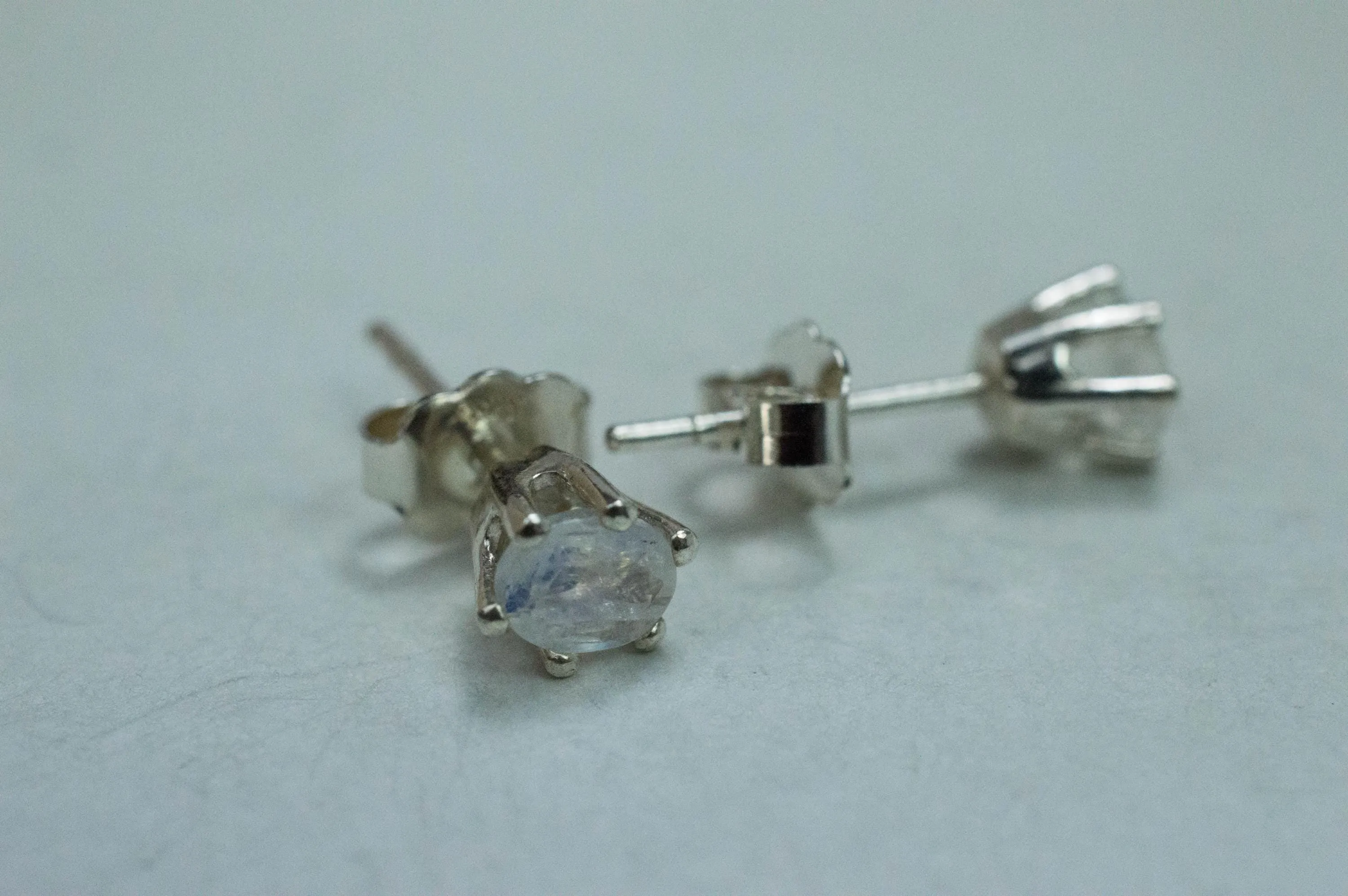 Rainbow Moonstone Earrings, Natural Untreated India Moonstone; 0.720cts