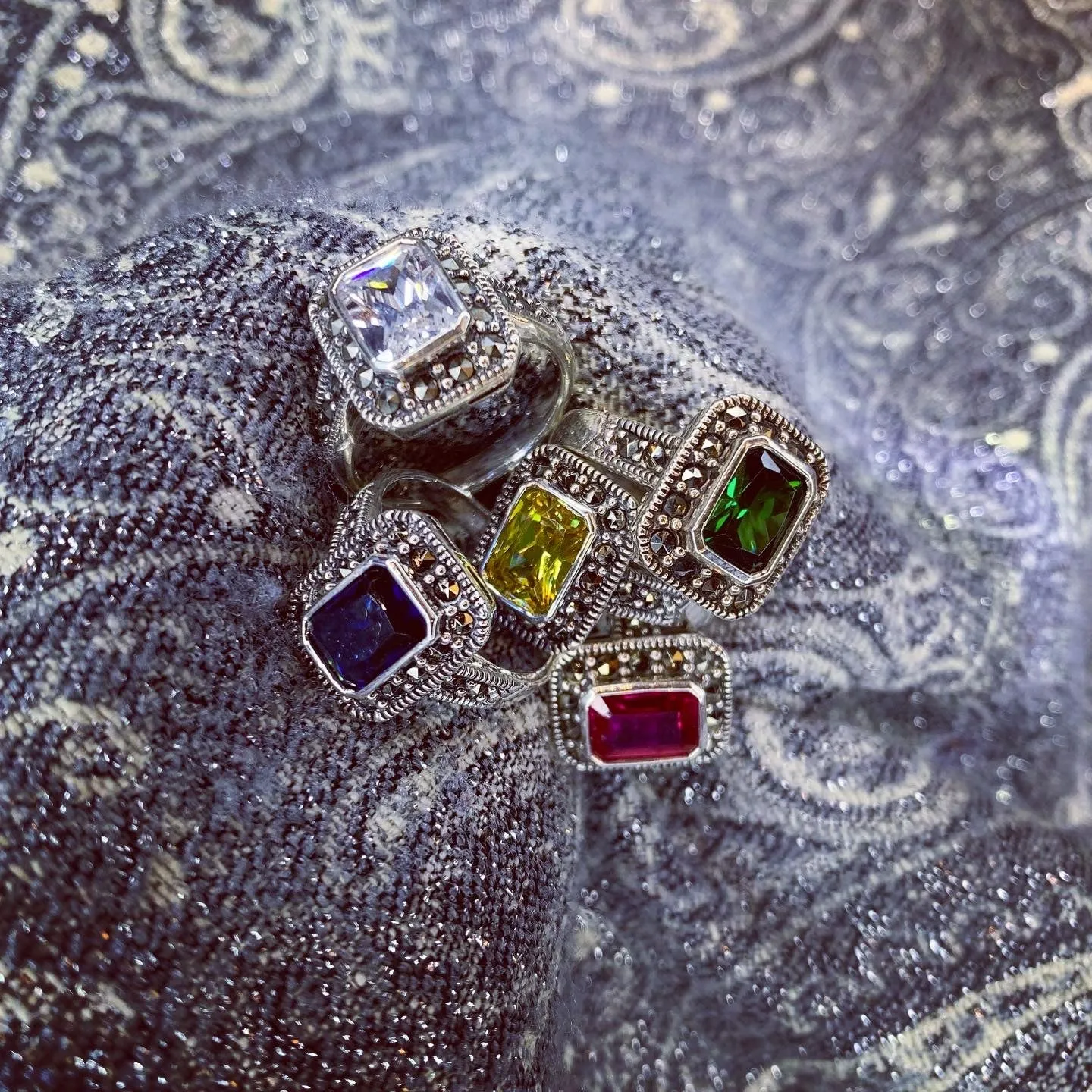 Sapphire Crystal Princess solitaire ring
