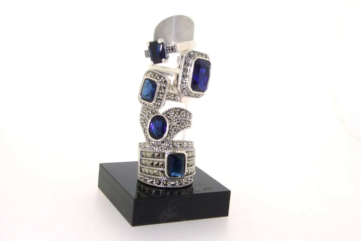 Sapphire Crystal Princess solitaire ring