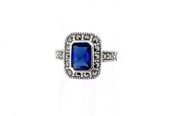 Sapphire Crystal Princess solitaire ring