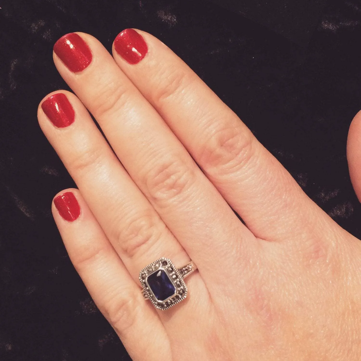 Sapphire Crystal Princess solitaire ring