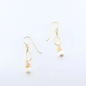Tiny Forged Teardrop Earrings with White Turquoise and Moonstone