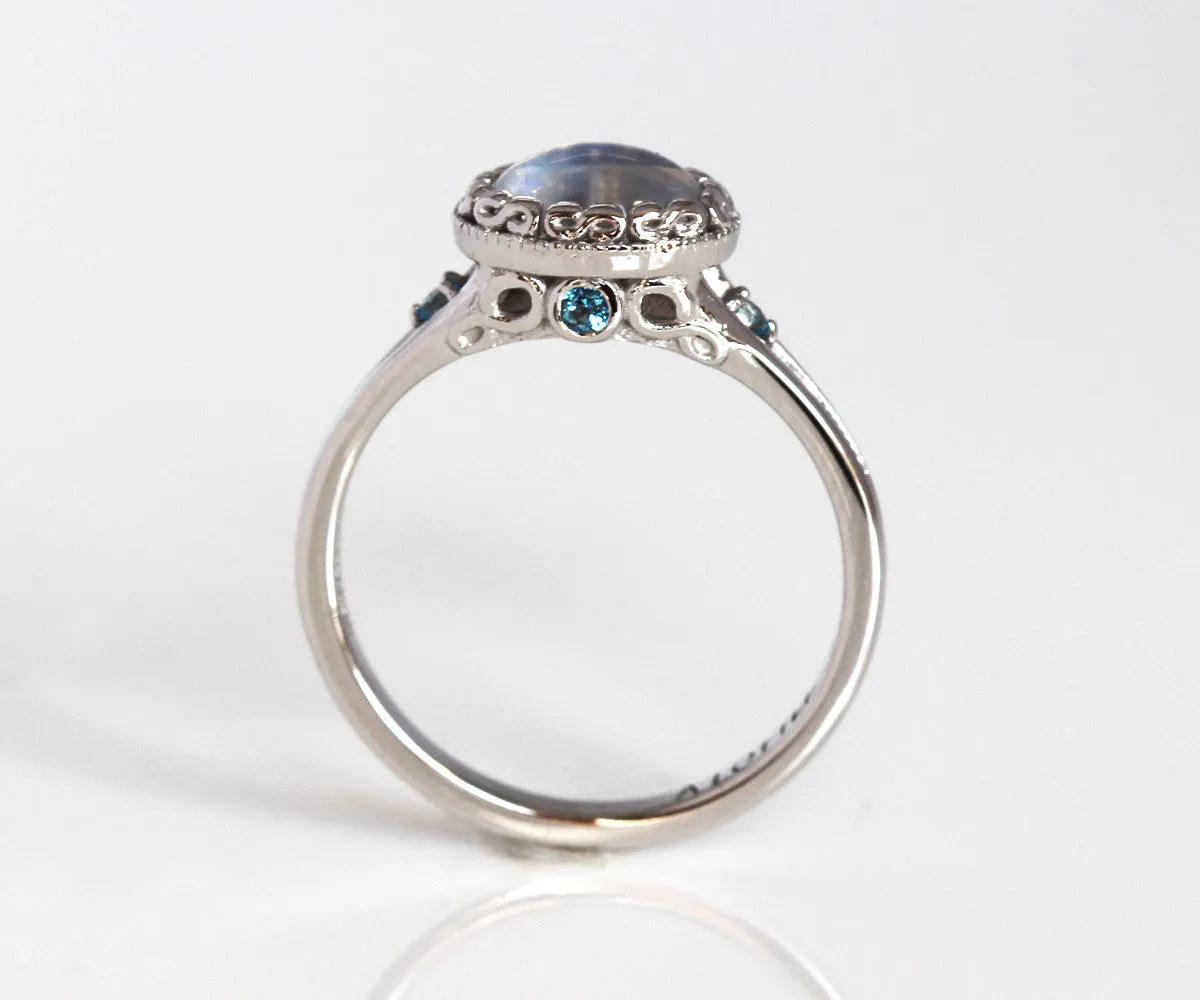 Vintage Swirl Moonstone Engagement Ring