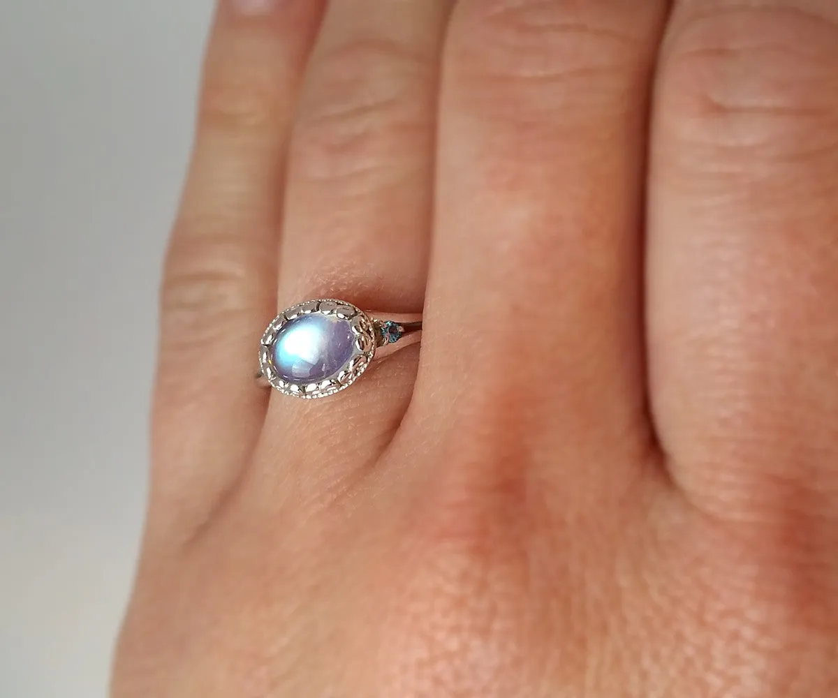 Vintage Swirl Moonstone Engagement Ring