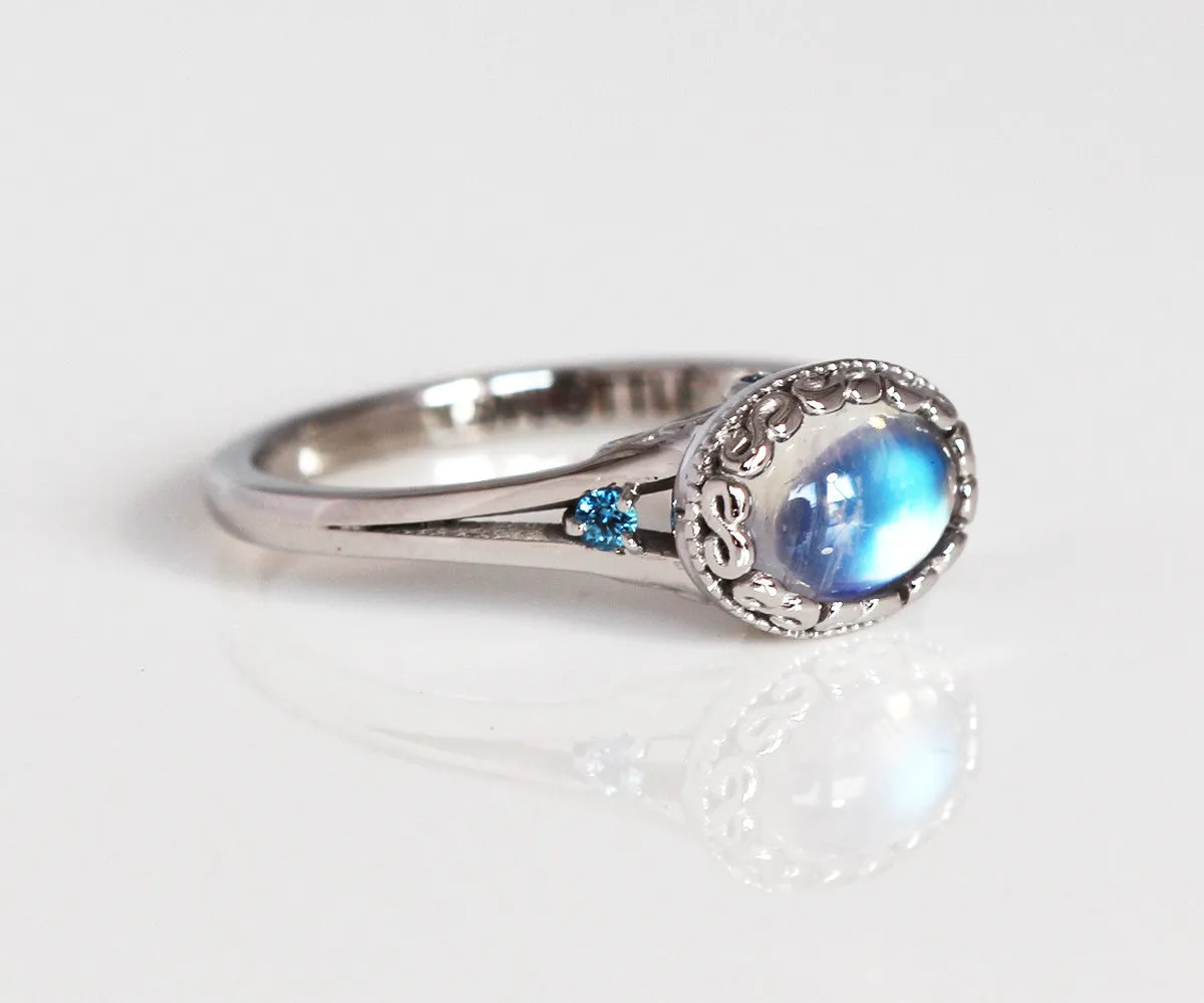 Vintage Swirl Moonstone Engagement Ring