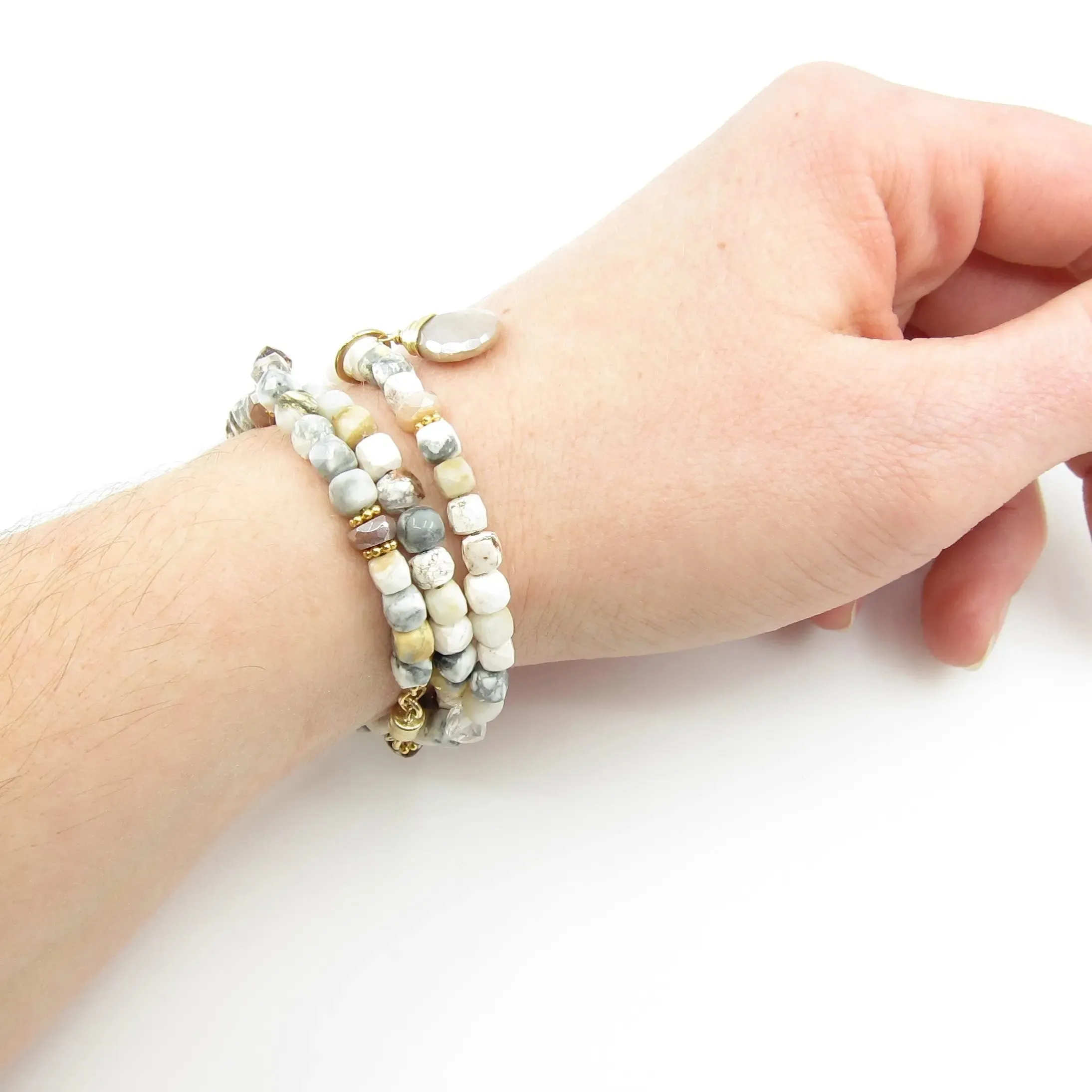 White Turquoise Wrap Bracelet or Necklace