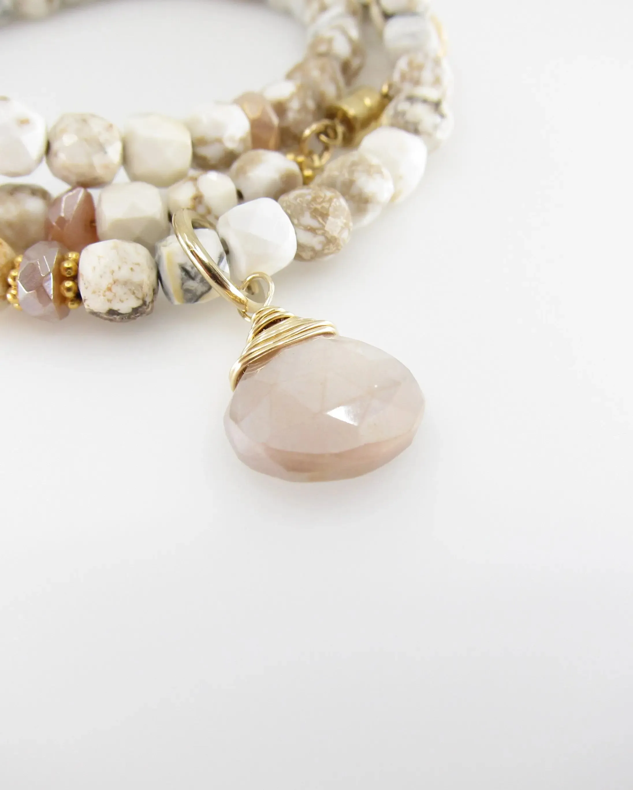 White Turquoise Wrap Bracelet or Necklace