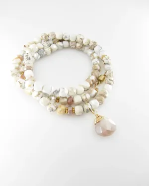 White Turquoise Wrap Bracelet or Necklace
